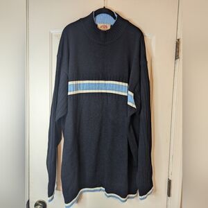 PJ Mark Men's Mock Neck Navy Blue Stripped Long Sleeve Sweater NWT 3XL